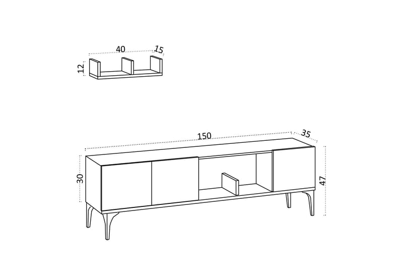 TV-kalustesetti Urgby 150x47 cm - Sininen - Huonekalut - TV- & Mediakalusteet - TV-kalustepaketti