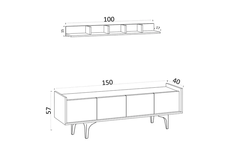 TV-kalustesetti Urgby 150x57 cm - Sininen - Huonekalut - TV- & Mediakalusteet - TV-kalustepaketti