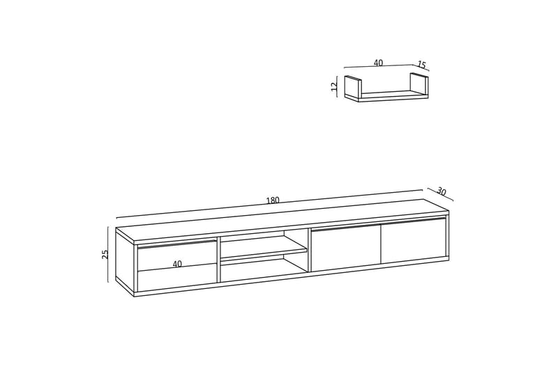 TV-kalustesetti Urgby 180x25 cm - Luonnonväri - Huonekalut - TV- & Mediakalusteet - TV-kalustepaketti