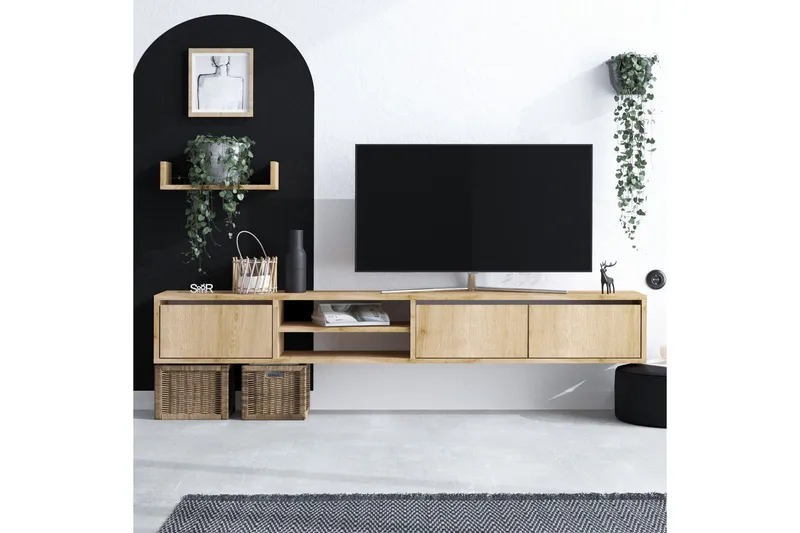 TV-kalustesetti Urgby 180x25 cm, Luonnonväri