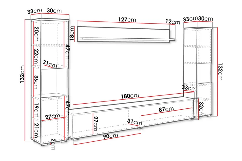 Tv-kalustesetti - Valkoinen - Huonekalut - TV- & Mediakalusteet - TV-kalustepaketti