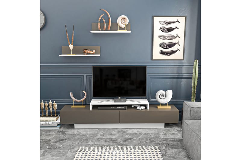 TV-kalustesetti Violaceae 180x40 cm - Valkoinen - Huonekalut - TV- & Mediakalusteet - TV-kalustepaketti