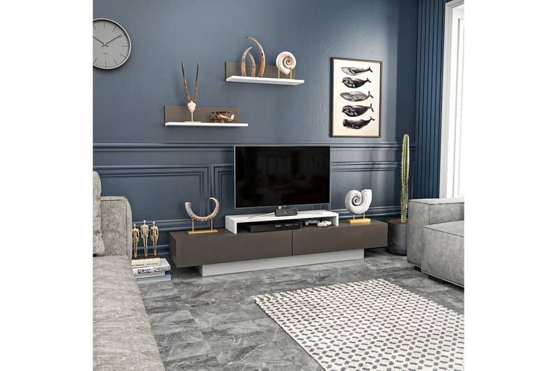 TV-kalustesetti Violaceae 180x40 cm, Valkoinen