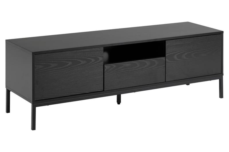 TV-kalustesetti Walmon 140 cm 2 ovea + Laatikko, Musta/Matta Musta