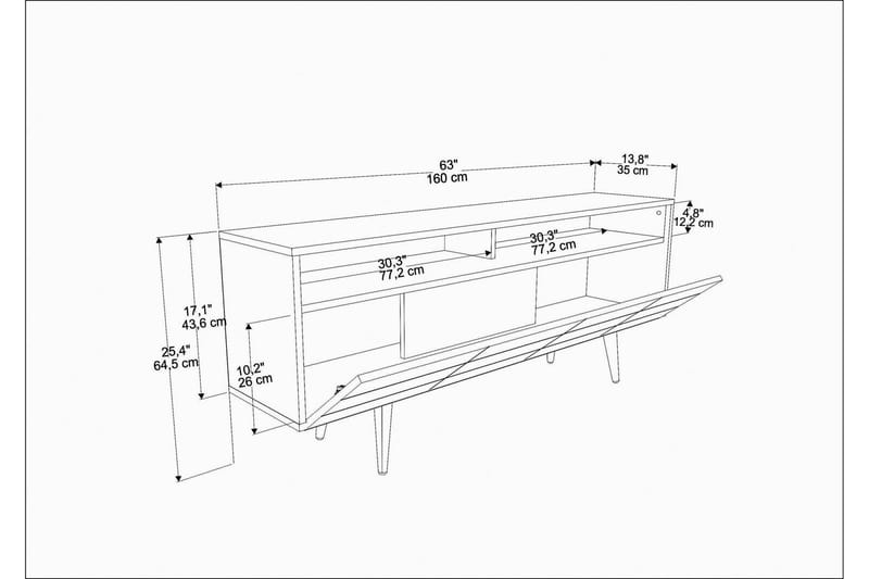 TV-kalustesetti Zakkum 160x64,5 cm - Musta - Huonekalut - TV- & Mediakalusteet - TV-kalustepaketti