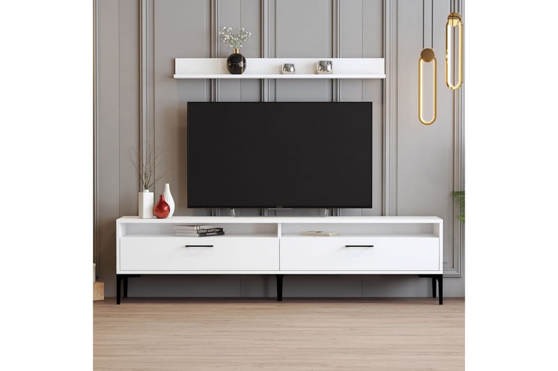 TV-kalustesetti Zakkum 180x47 cm - Valkoinen - Huonekalut - TV- & Mediakalusteet - TV-kalustepaketti