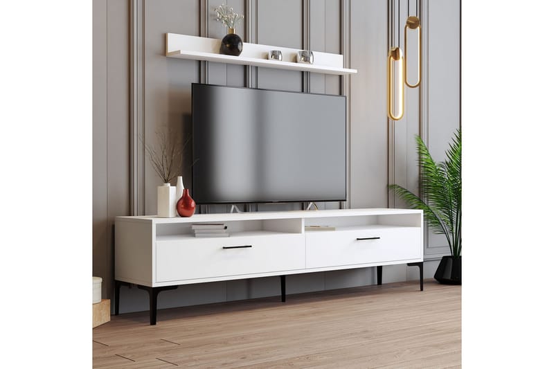 TV-kalustesetti Zakkum 180x47 cm - Valkoinen - Huonekalut - TV- & Mediakalusteet - TV-kalustepaketti