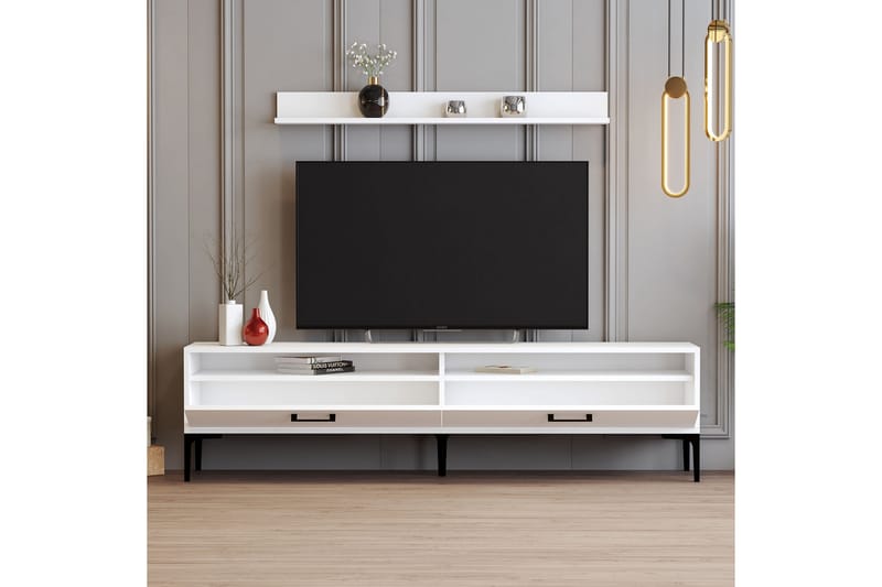 TV-kalustesetti Zakkum 180x47 cm - Valkoinen - Huonekalut - TV- & Mediakalusteet - TV-kalustepaketti