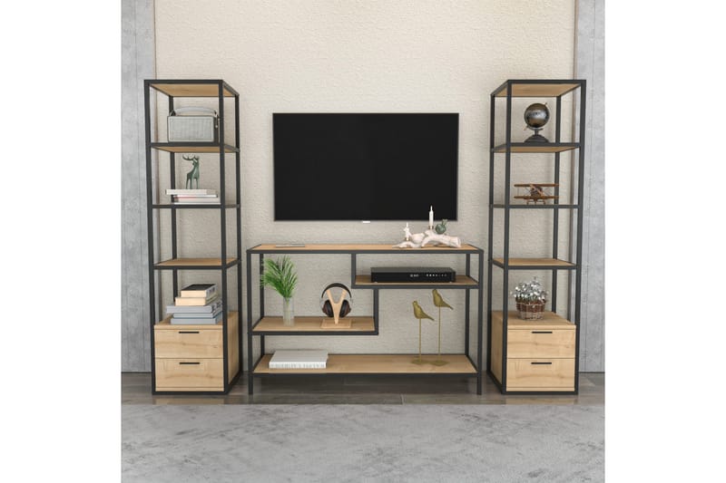 TV-kalustesetti Zakkum 198x160 cm - Musta - Huonekalut - TV- & Mediakalusteet - TV-kalustepaketti