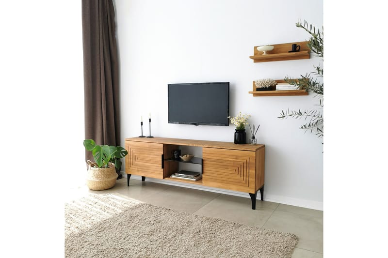 TV-kalustesetti Zakkum 50x15 cm - Ruskea - Huonekalut - TV- & Mediakalusteet - TV-kalustepaketti