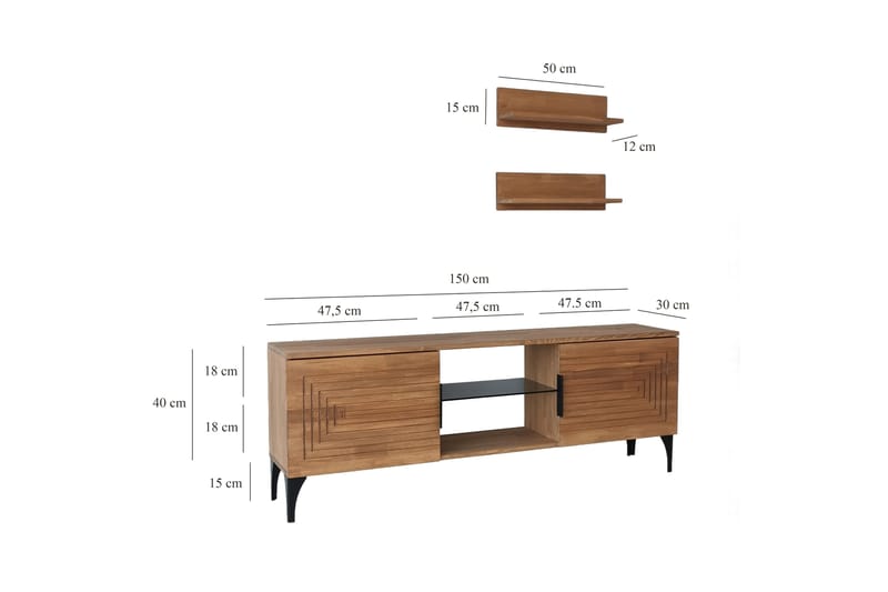 TV-kalustesetti Zakkum 50x15 cm - Ruskea - TV-kalustepaketti