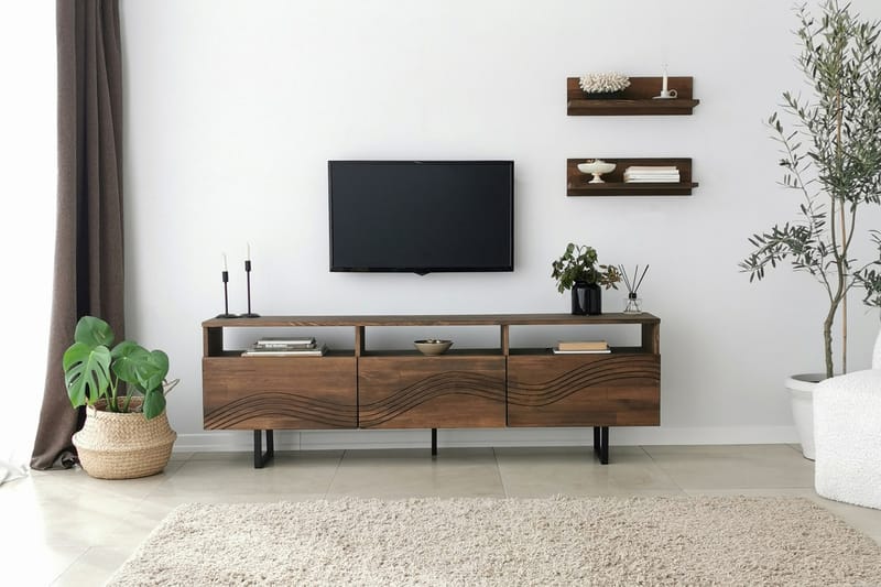 TV-kalustesetti Zakkum 50x15 cm - Ruskea - Huonekalut - TV- & Mediakalusteet - TV-kalustepaketti