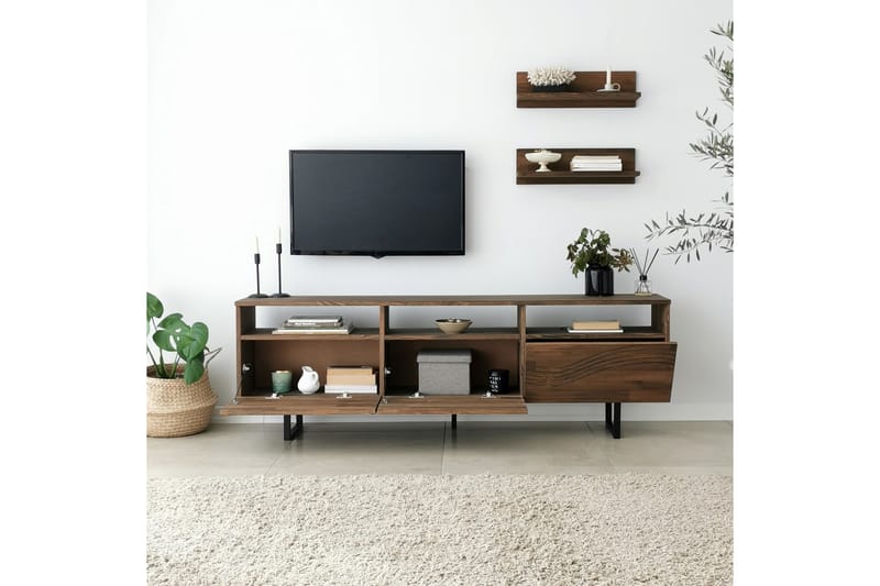 TV-kalustesetti Zakkum 50x15 cm - Ruskea - Huonekalut - TV- & Mediakalusteet - TV-kalustepaketti