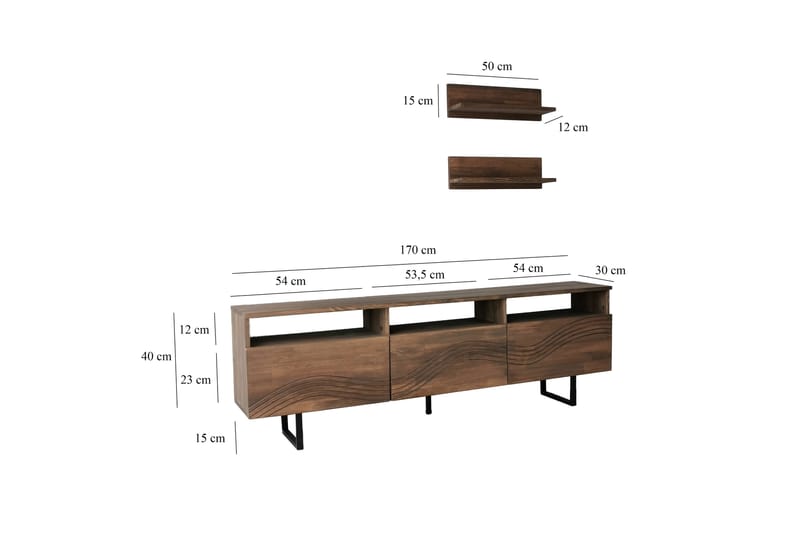 TV-kalustesetti Zakkum 50x15 cm - Ruskea - Huonekalut - TV- & Mediakalusteet - TV-kalustepaketti