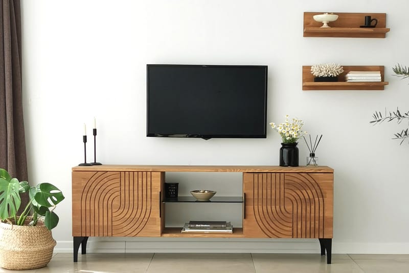 TV-kalustesetti Zakkum 50x15 cm - Ruskea - Huonekalut - TV- & Mediakalusteet - TV-kalustepaketti