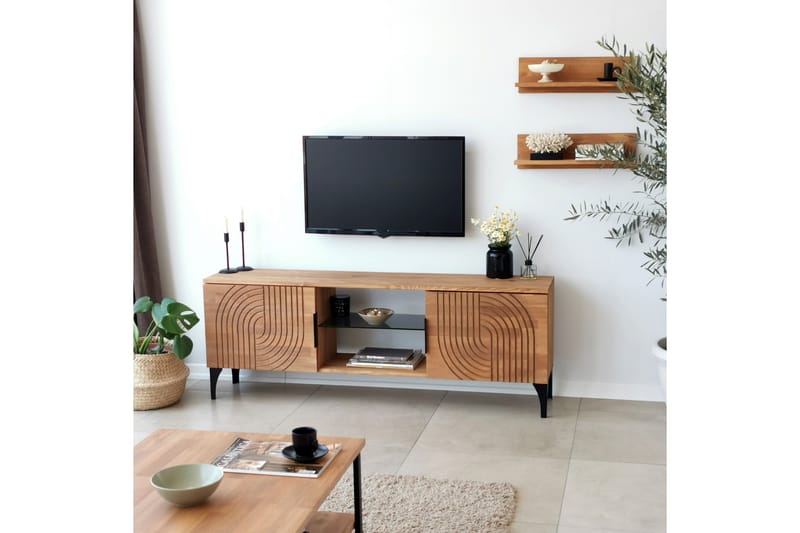 TV-kalustesetti Zakkum 50x15 cm - Ruskea - Huonekalut - TV- & Mediakalusteet - TV-kalustepaketti