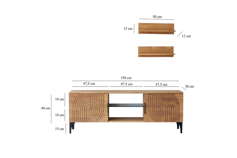 TV-kalustesetti Zakkum 50x15 cm - Ruskea - Huonekalut - TV- & Mediakalusteet - TV-kalustepaketti