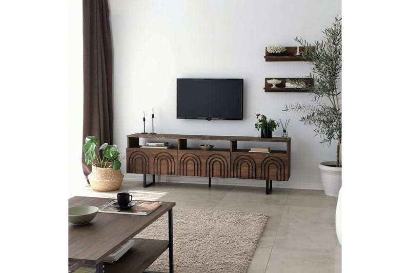 TV-kalustesetti Zakkum 50x15 cm - Ruskea - Huonekalut - TV- & Mediakalusteet - TV-kalustepaketti