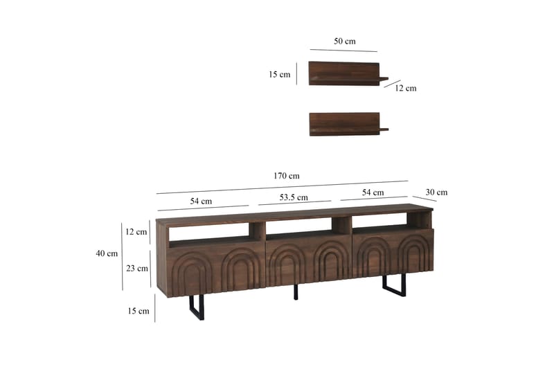 TV-kalustesetti Zakkum 50x15 cm - Ruskea - Huonekalut - TV- & Mediakalusteet - TV-kalustepaketti