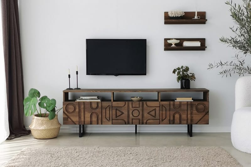 TV-kalustesetti Zakkum 50x15 cm - Ruskea - Huonekalut - TV- & Mediakalusteet - TV-kalustepaketti