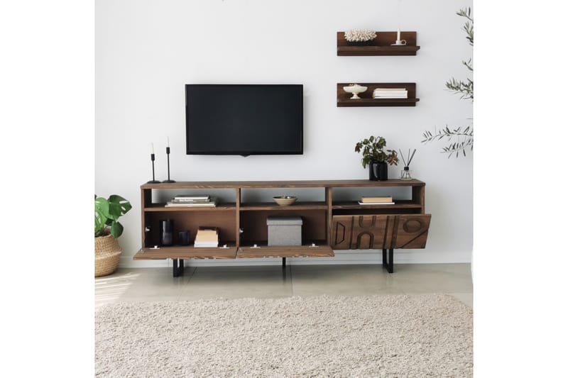 TV-kalustesetti Zakkum 50x15 cm - Ruskea - Huonekalut - TV- & Mediakalusteet - TV-kalustepaketti