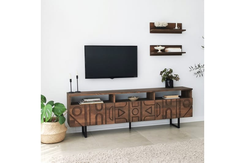 TV-kalustesetti Zakkum 50x15 cm - Ruskea - Huonekalut - TV- & Mediakalusteet - TV-kalustepaketti