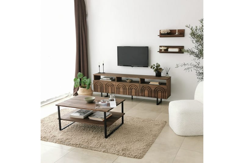 TV-kalustesetti Zakkum 50x15 cm - Ruskea - Huonekalut - TV- & Mediakalusteet - TV-kalustepaketti