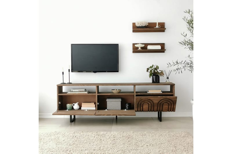 TV-kalustesetti Zakkum 50x15 cm - Ruskea - Huonekalut - TV- & Mediakalusteet - TV-kalustepaketti