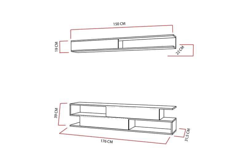 TV-taso Cloenne hyllyllä - Huonekalut - TV- & Mediakalusteet - TV-kalustepaketti