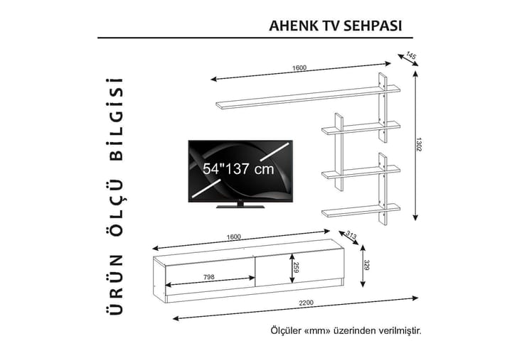 TV-taso George seinähyllyllä - TV-kalustepaketti