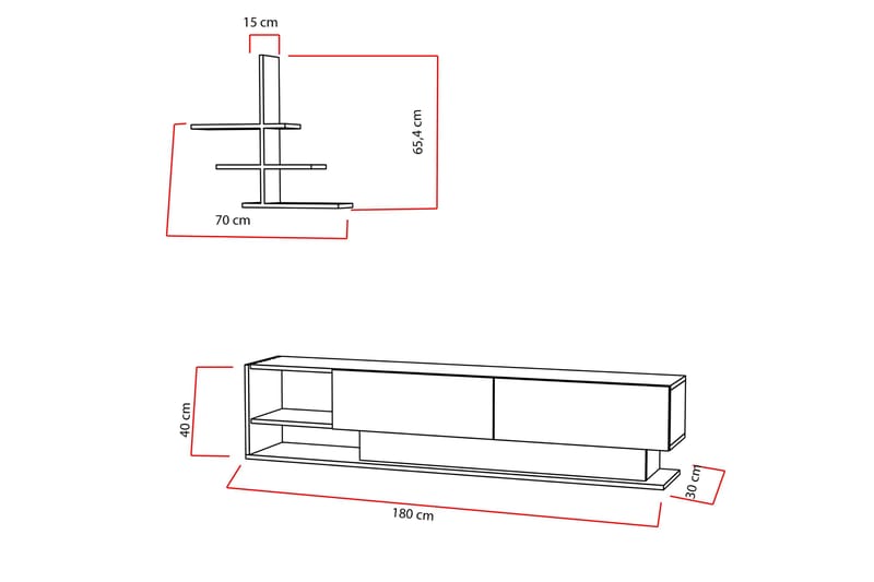 TV-taso Jamal - Huonekalut - TV- & Mediakalusteet - TV-kalustepaketti