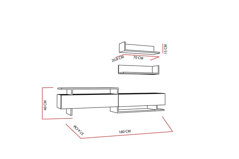 TV-taso Marylo - Valkoinen/Ruskea - Huonekalut - TV- & Mediakalusteet - TV-kalustepaketti