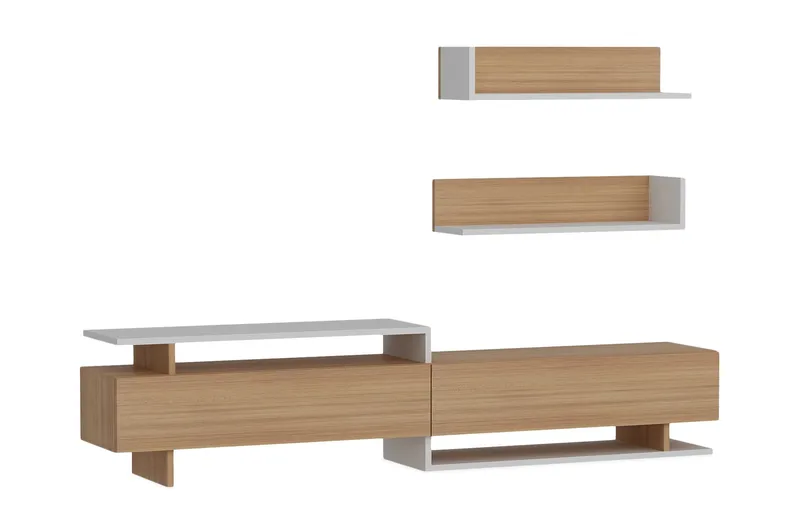 TV-taso Marylo - Valkoinen/Ruskea - Huonekalut - TV- & Mediakalusteet - TV-kalustepaketti