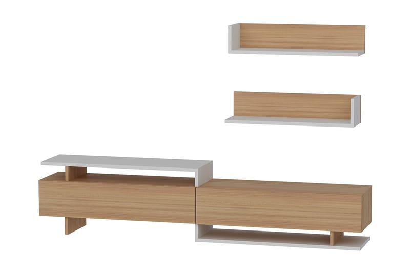 TV-taso Marylo - Valkoinen/Ruskea - Huonekalut - TV- & Mediakalusteet - TV-kalustepaketti