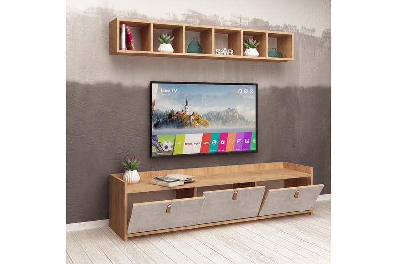 TV-taso Naidaj seinähyllyllä - Huonekalut - TV- & Mediakalusteet - TV-kalustepaketti