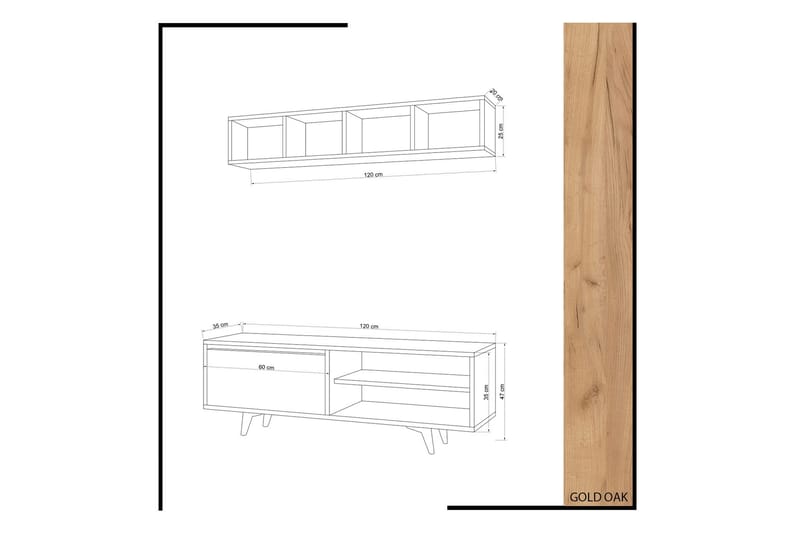 TV-taso Naidaj seinähyllyllä - Huonekalut - TV- & Mediakalusteet - TV-kalustepaketti