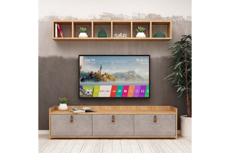 TV-taso Naidaj seinähyllyllä - Huonekalut - TV- & Mediakalusteet - TV-kalustepaketti