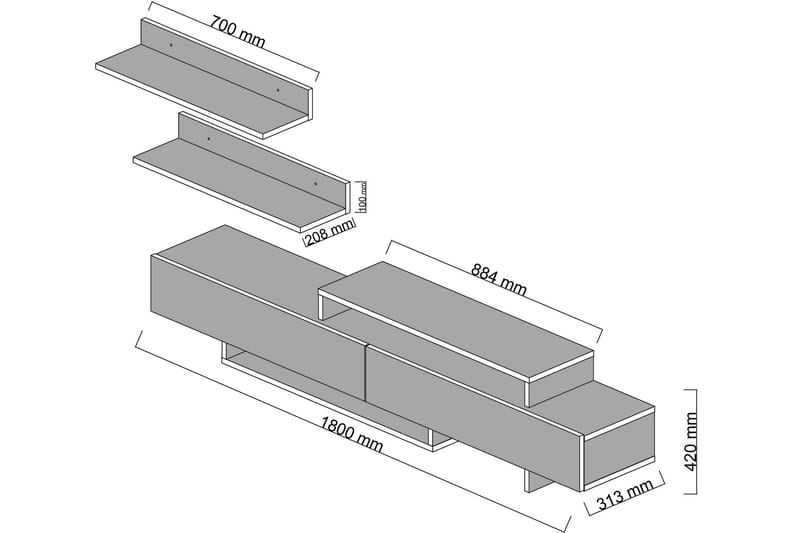 TV-taso Wonda - Ruskea - Huonekalut - TV- & Mediakalusteet - TV-kalustepaketti