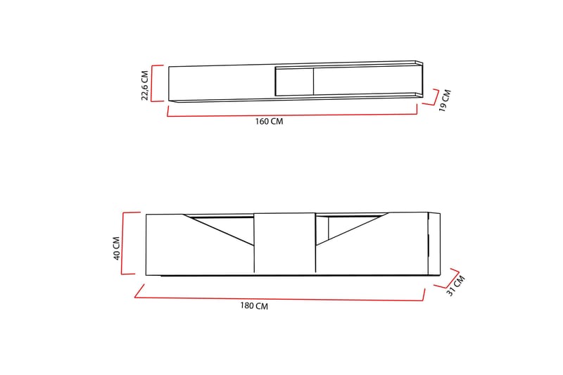 TV-taso Pangler Hyllyllä - Huonekalut - TV- & Mediakalusteet - TV-kalustepaketti