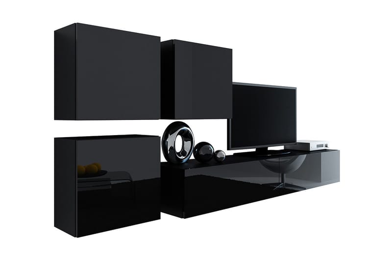 TV-kalustepaketti Vigo 230x40x180 cm - Musta/Valkoinen - Huonekalut - TV- & Mediakalusteet - TV-kalustepaketti