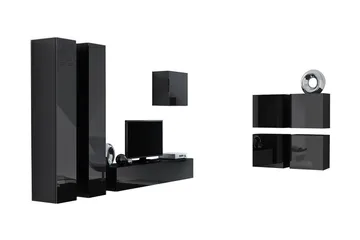 TV-kalustepaketti Vigo 260x40x180 cm - Musta/Valkoinen - Huonekalut - TV- & Mediakalusteet - TV-kalustepaketti