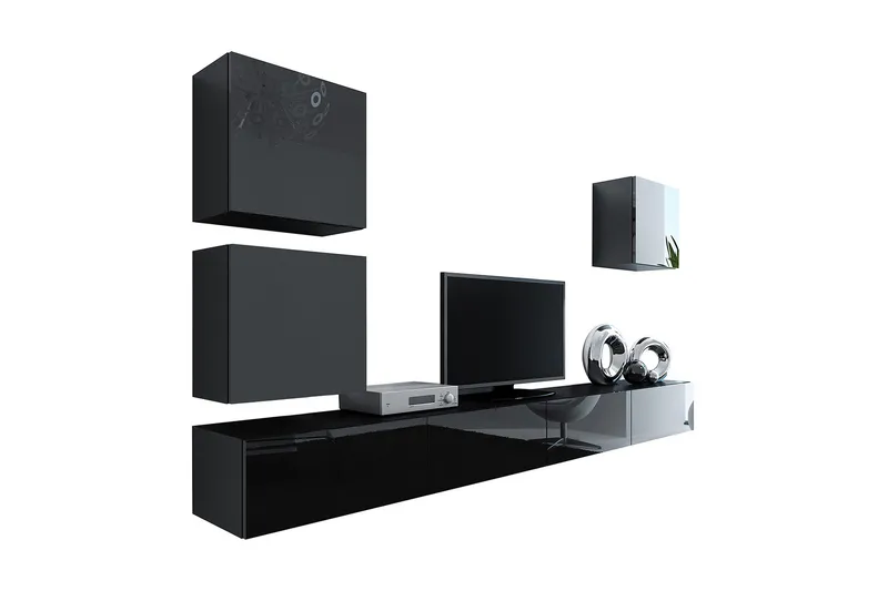 TV-kalustepaketti Vigo 280x40x180 cm - Musta/Valkoinen - Huonekalut - TV- & Mediakalusteet - TV-kalustepaketti