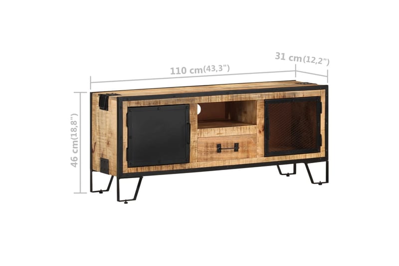 TV-taso 110x31x46 cm karkea mangopuu - Monivärinen - Huonekalut - TV- & Mediakalusteet - Tv taso & Mediataso