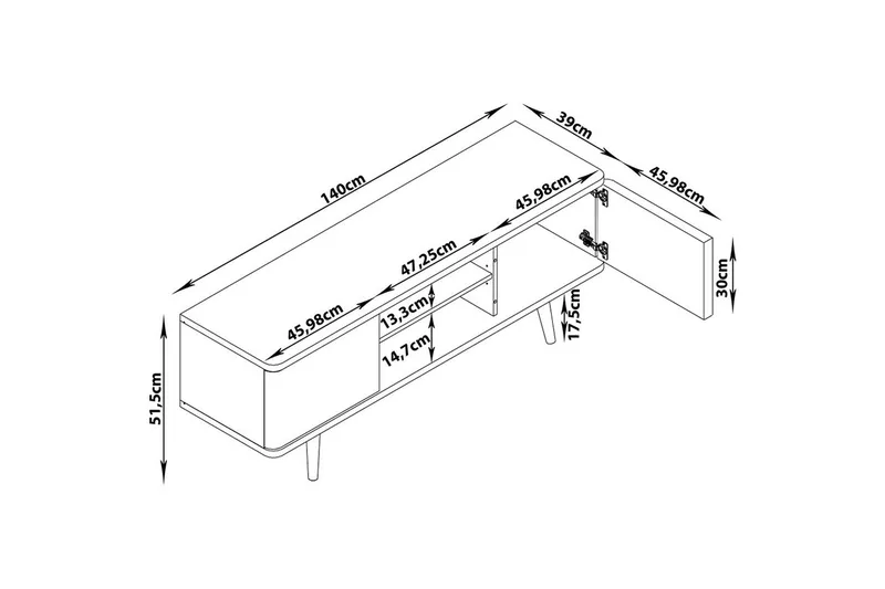 TV-taso Alandra - Huonekalut - TV- & Mediakalusteet - Tv taso & Mediataso