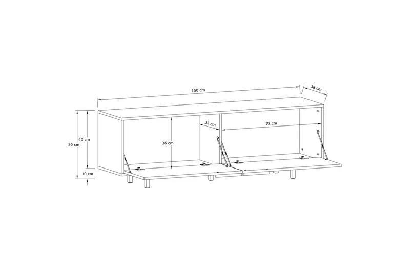 TV-taso Alberto 150x38x50 cm, Valkoinen - 150x38x50 cm, Valkoinen - Huonekalut - TV- & Mediakalusteet - Tv taso & Mediataso