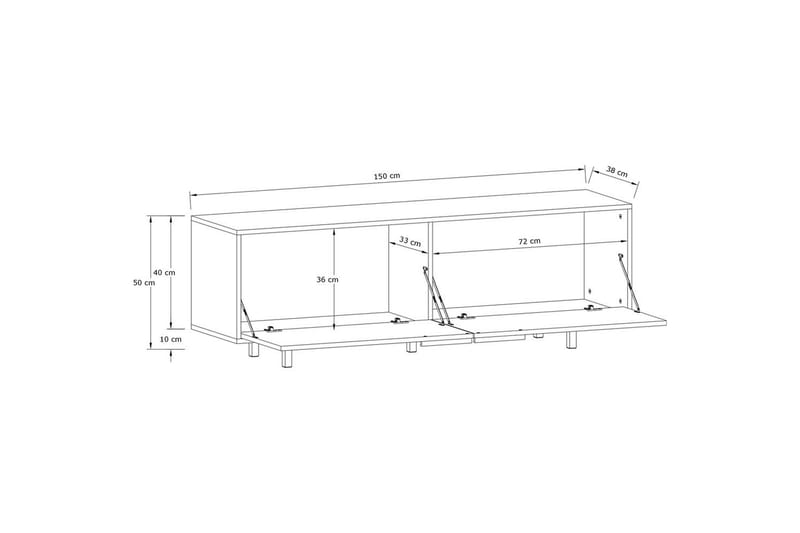 TV-taso Alberto 150x38x50 cm, Valkoinen - 150x38x50 cm, Valkoinen - Huonekalut - TV- & Mediakalusteet - Tv taso & Mediataso