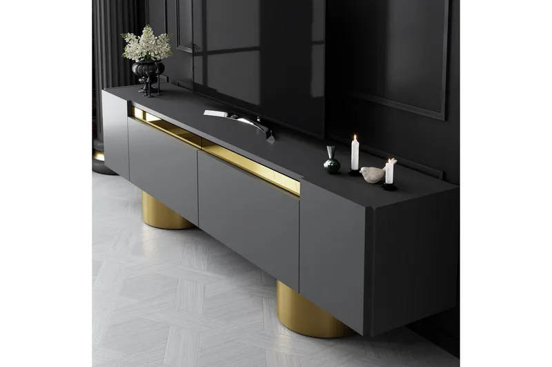 TV-taso Antrasiitti / Kulta - Antrasiitti / Kulta - Huonekalut - TV- & Mediakalusteet - Tv taso & Mediataso