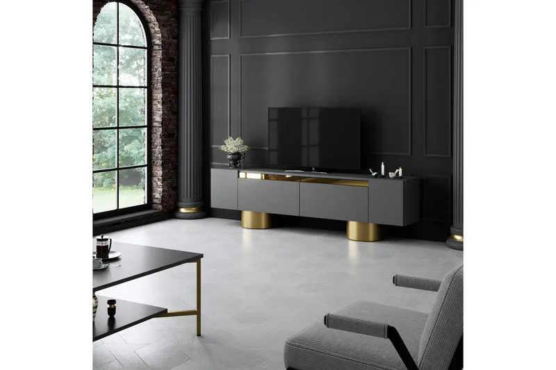 TV-taso Antrasiitti / Kulta - Antrasiitti / Kulta - Huonekalut - TV- & Mediakalusteet - Tv taso & Mediataso