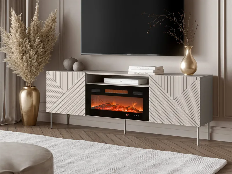 TV-taso ART DECO 190 EF II -TV-taso + takka beige - Huonekalut - TV- & Mediakalusteet - Tv taso & Mediataso