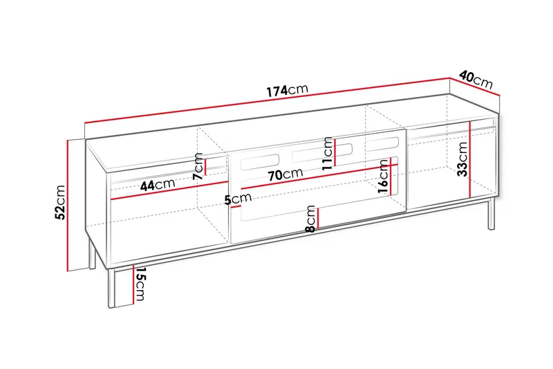 TV-taso Bjurholm 174 cm - Valkoinen - Huonekalut - TV- & Mediakalusteet - Tv taso & Mediataso
